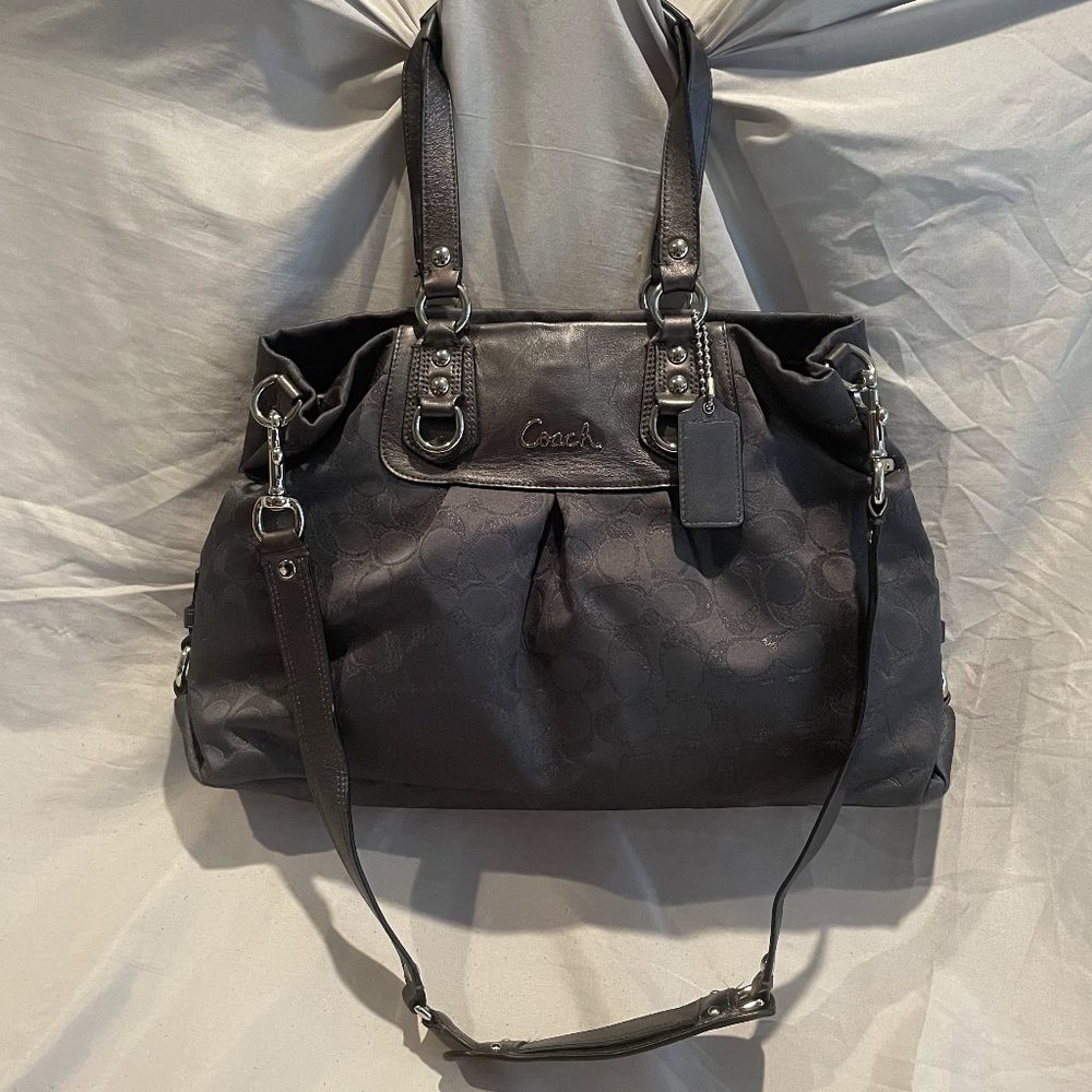 Coach Ashley Metallic Signature Carryall Handbag Satchel Tote Purse